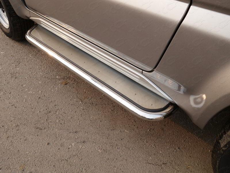 Пороги с площадкой (нерж.лист) 42,4 мм для автомобиля Suzuki Jimny 2012-, TCC Тюнинг SUZJIM16-16