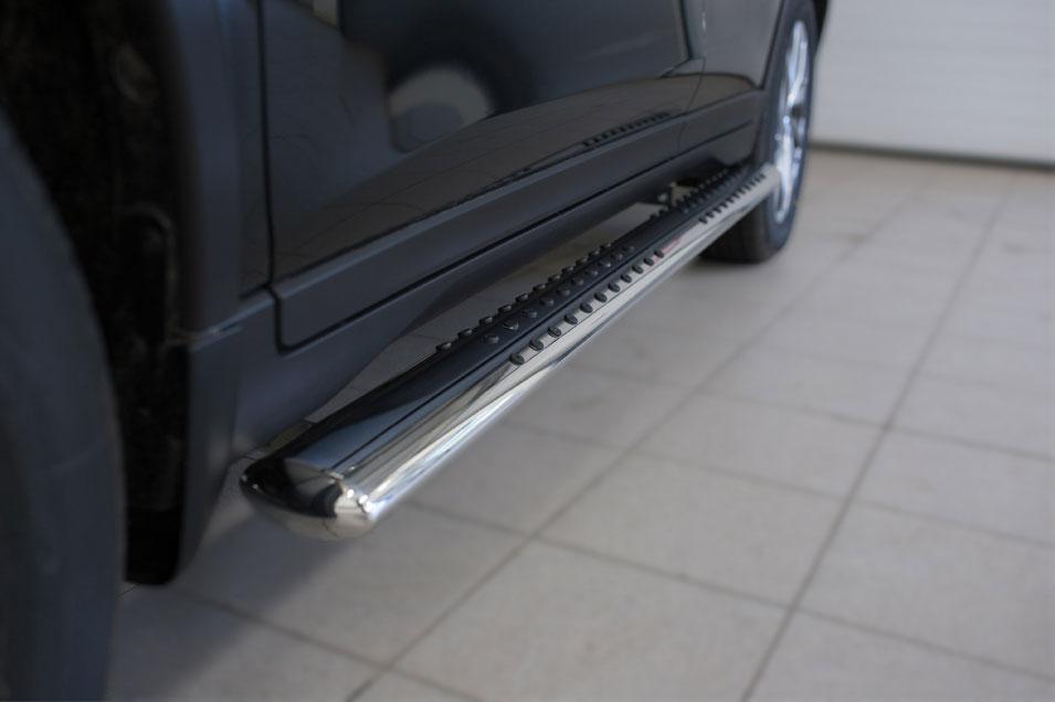 Пороги труба 120х60 овал с проступью для Nissan X-Trail T32 2014, Slitkoff NXO-002089