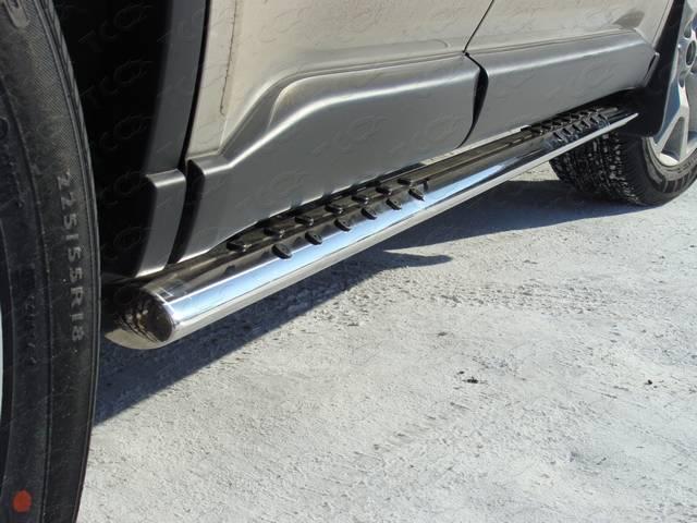 Пороги овальные с проступью 75х42 мм для автомобиля Nissan X-Trail (T31) 2011-2015, TCC Тюнинг NISXTR11-04