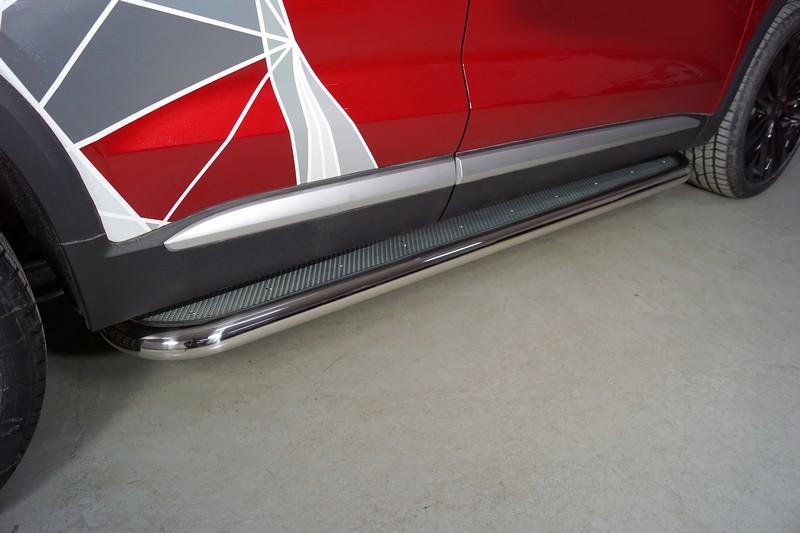 Пороги с площадкой (нерж. лист) 60,3 мм для автомобиля Geely Tugella 2020- TCC Тюнинг арт. GEELTUG20-23