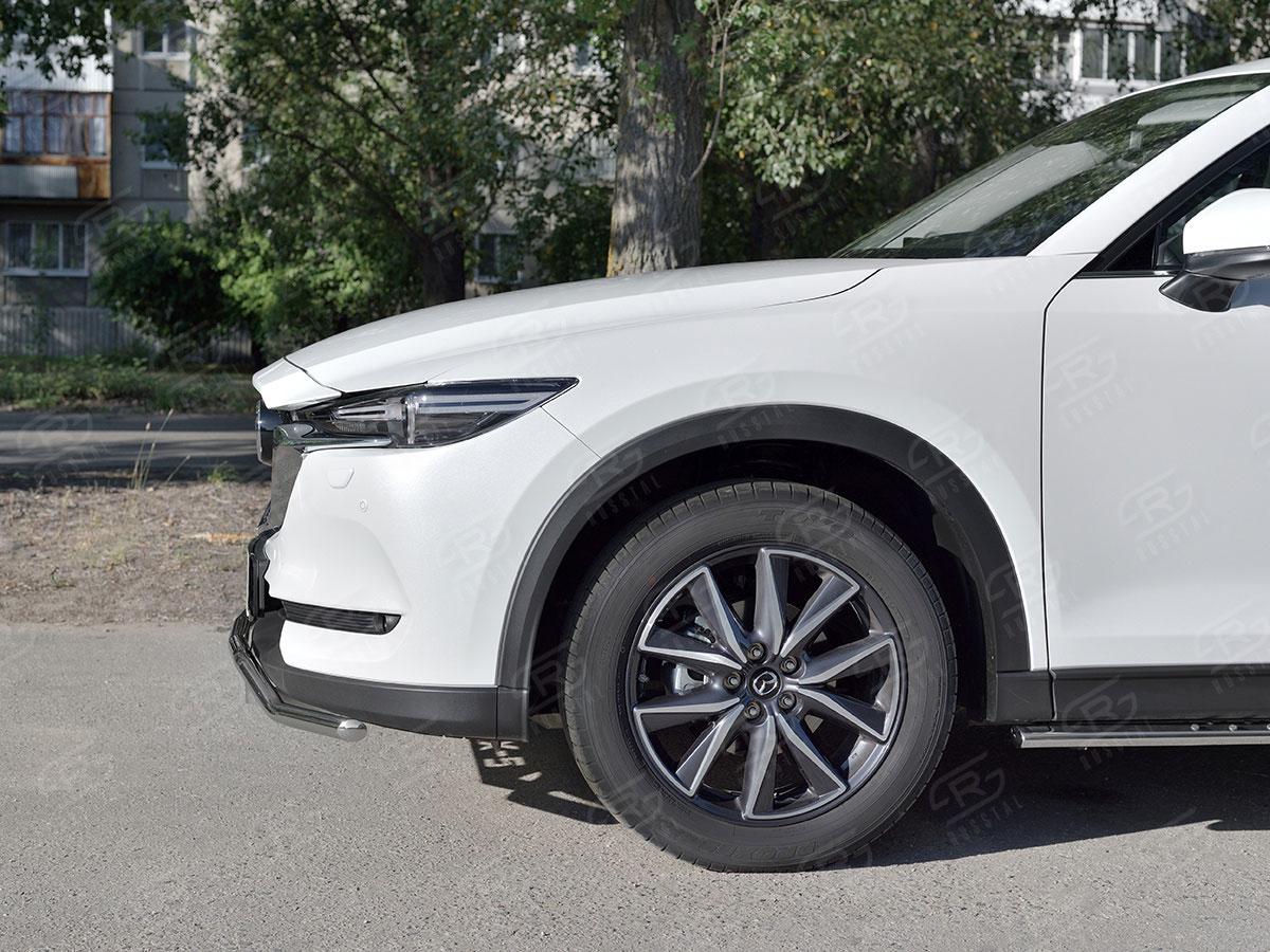 Защита переднего бампера d42 волна с надписью Mazda CX-5 2017, Русталь M5Z-002788, Slitkoff