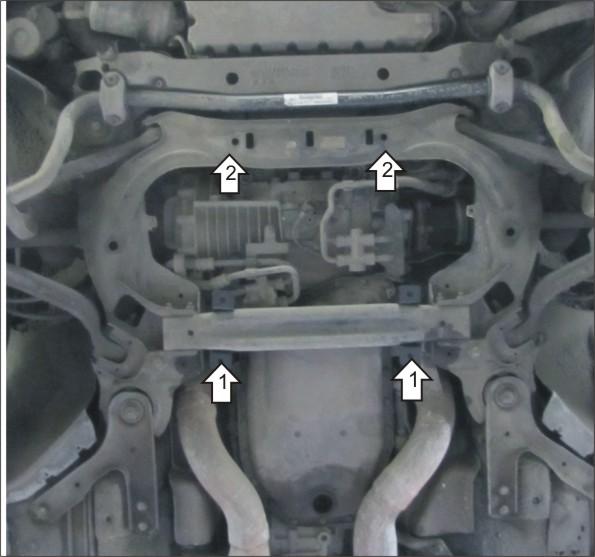 Защита стальная Мотодор (Передний дифференциал, Коробка переключения передач), 3 мм, Сталь для Bentley Continental 2003-2007 арт. 16801