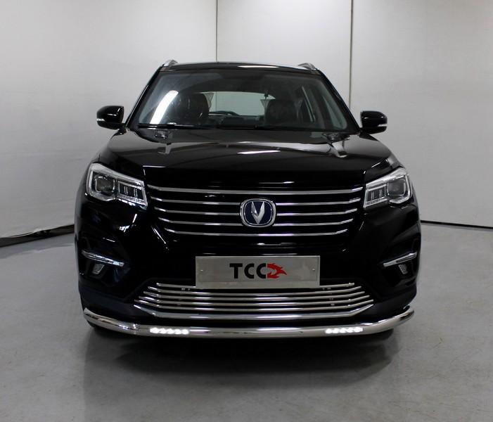 Защита передняя нижняя (с ДХО) 60,3 мм для автомобиля Changan CS75 FL 2020 арт. CHANCS7520-27