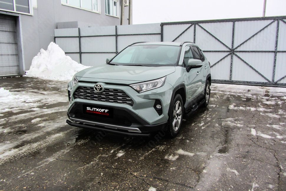 Защита переднего бампера d57 черная Toyota Rav-4 (2018-2023) , Slitkoff, арт. TR419-002B
