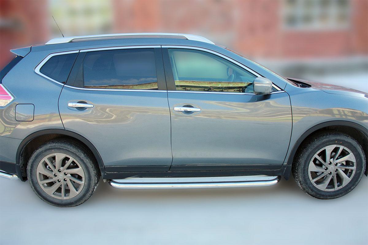 Пороги с площадкой D 60,3 для Nissan X-Trail(Ниссан Х трейл), ALFeco арт. XTRT32-15.06