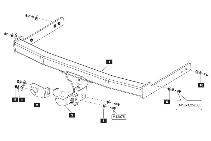Фаркоп тсу Baltex на Volkswagen Tiguan 11/07-, 26.1933.12