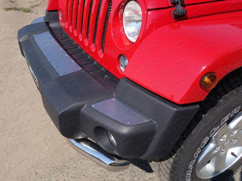 Накладки на передний бампер (декоративные) (комплект 3шт.) для автомобиля Jeep Wrangler 3D (3.6, JK) 2006-2018