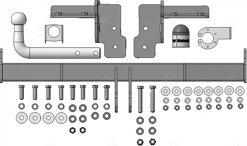 Фаркоп Subaru Outback 2015-2020, тип шара A , Motodor, арт.92203-A