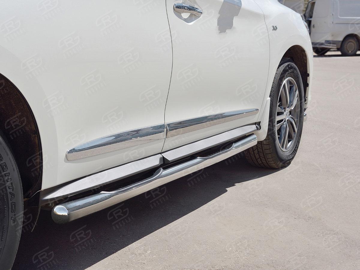 Пороги труба d76 с накладкой вариант 3 для Infiniti QX60 2016, Slitkoff IQXT-0026833