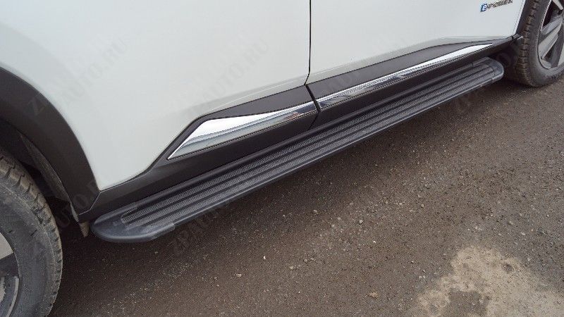 Пороги алюминиевые "Slim Line Black" 1720 мм Nissan X-Trail (T33) 4WD HYBRID 2024- арт. NISXTR24-05B