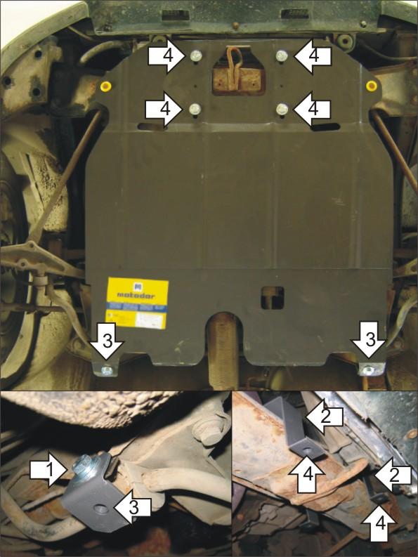 Защита стальная Мотодор (Двигатель, Коробка переключения передач), 2 мм, Сталь для Rover 214 1995-2000 арт. 06002