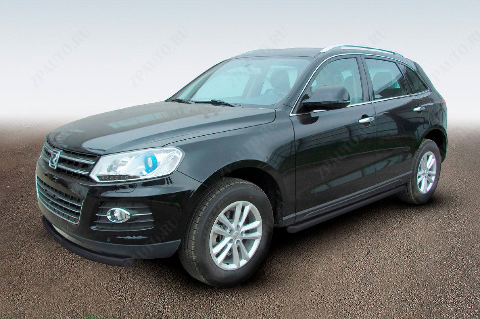 Защита штатного порога d57 труба черная Zotye T600 (2013-2023) , Slitkoff, арт. ZOT-005B