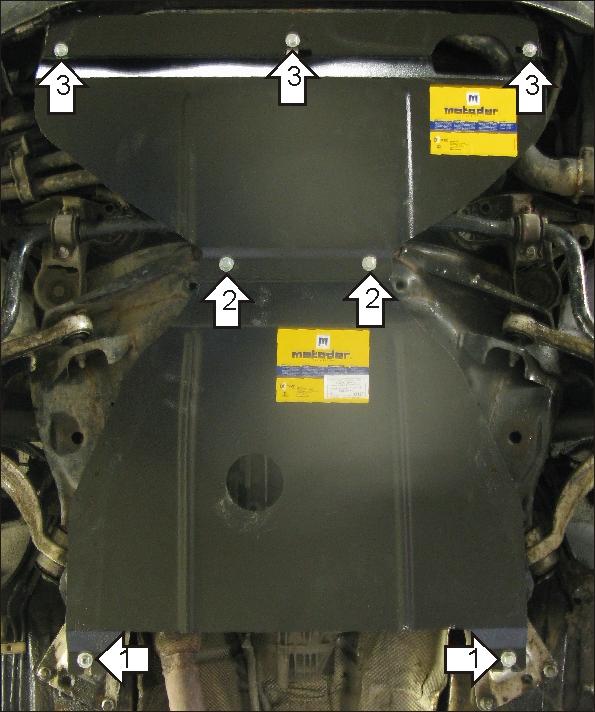 Защита стальная Мотодор (Двигатель, Коробка переключения передач), 2 мм, Сталь для Audi A6 2001-2004 арт. 00127