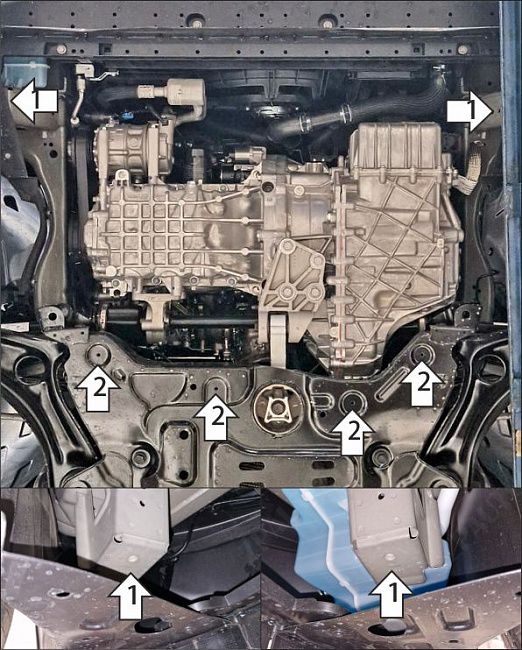 Защита стальная Мотодор (Двигатель, Коробка переключения передач), 2 мм,  Gac GS4  2024- арт. 77806