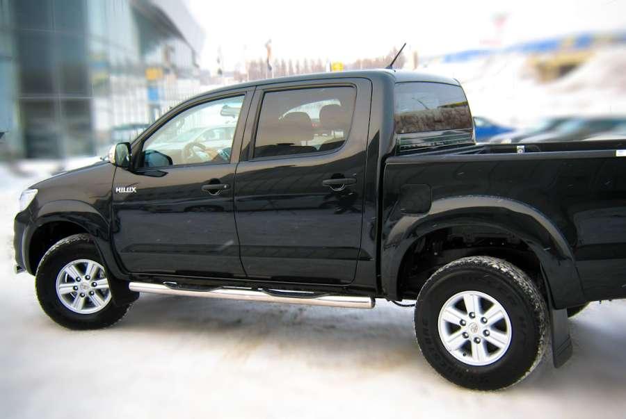 Пороги труба d76 с накладками вариант 3 для Toyota Hilux, Slitkoff TLT-0000083
