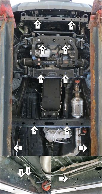 Защита стальная Мотодор (Радиатор, Двигатель, Коробка переключения передач, Раздаточная коробка), 2 мм,  для Changan Hunter Plus  2023- арт. 77209