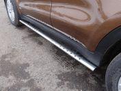 Пороги овальные с проступью 75х42 мм для автомобиля Kia Sportage (QL) 2016-2018, TCC Тюнинг KIASPORT16-10