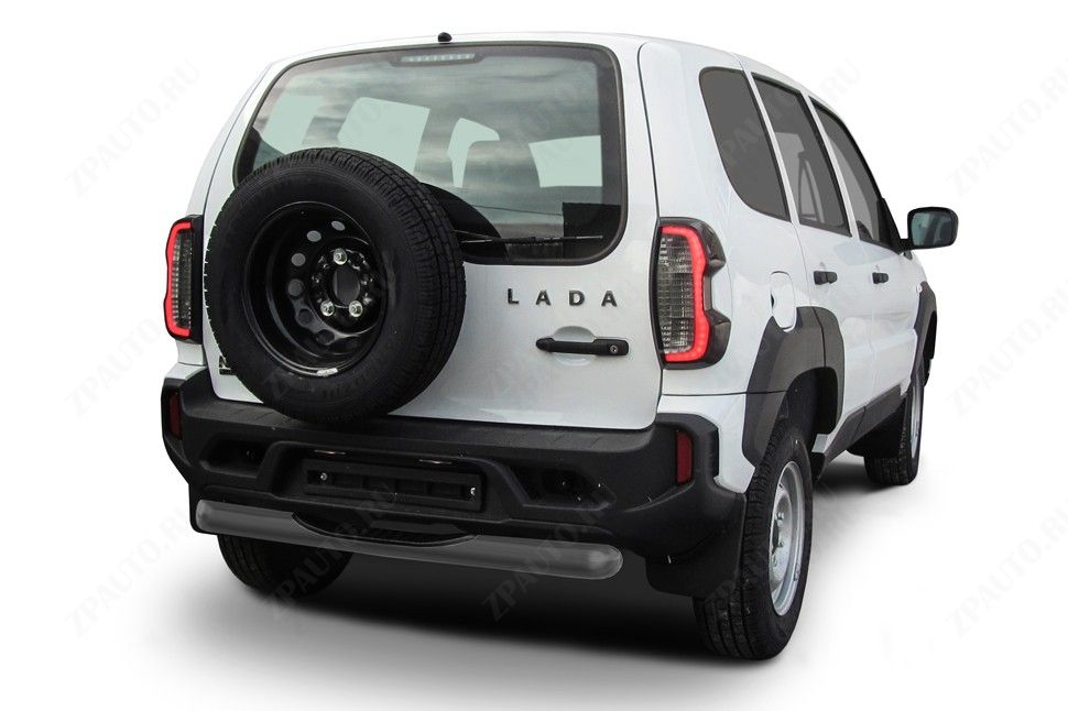 Защита заднего бампера d76 с проступью серебристая Lada Niva Travel (2020-2023) , Slitkoff, арт. NivTR011S