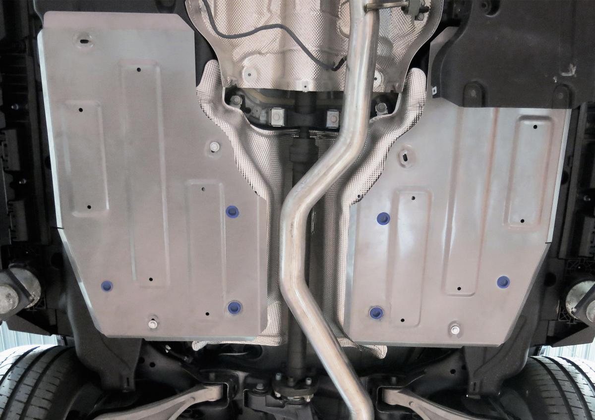 Защита топливного бака Rival для Mercedes-Benz GL-klasse X166 (350d) 2012-2016, штампованная, алюминий 4 мм, с крепежом, 2 части, 333.3926.1