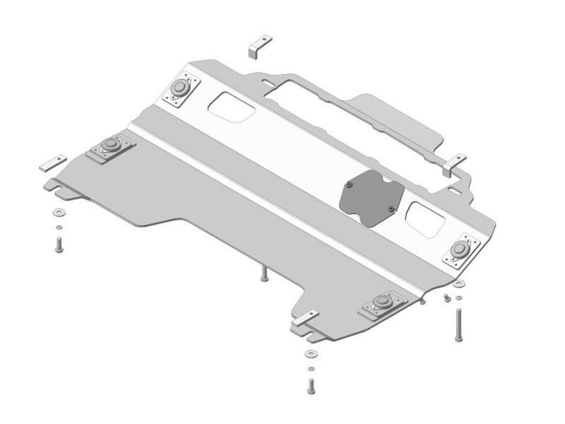 Защита двигателя, кпп алюминиевая Motodor для Mazda CX-9 2007-2012- (5 мм, алюминий), 31103