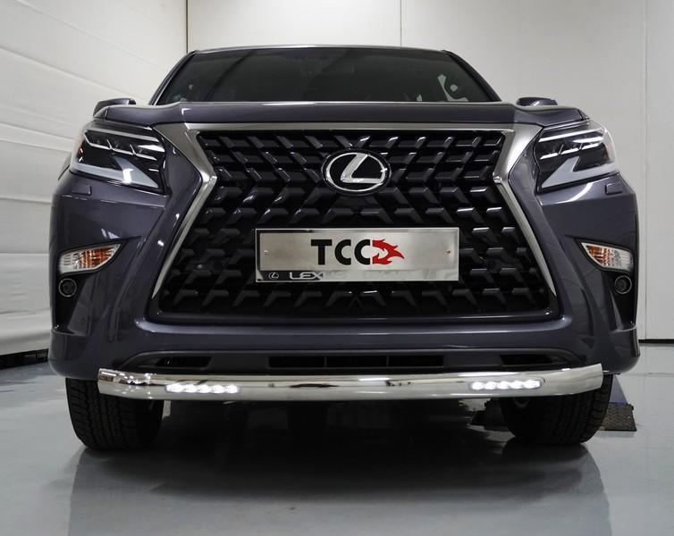 Защита передняя нижняя (с ходовыми огнями) 75х42 мм для автомобиля Lexus GX 460 2014-, TCC Тюнинг LEXGX46014-12
