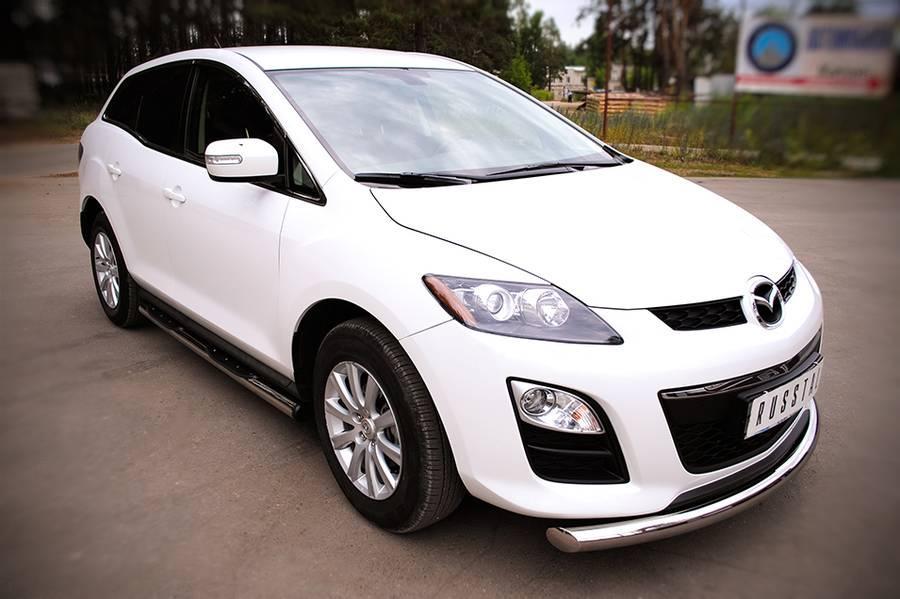 Пороги труба d76 с накладками вариант 2 для Mazda CX-7 2010, Slitkoff MC7T-0006442
