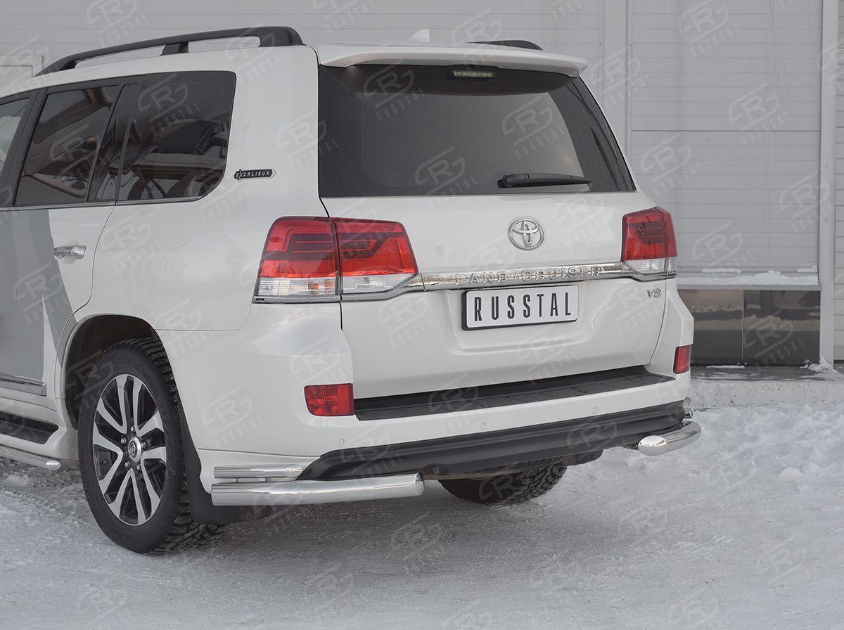 Защита заднего бампера уголки d57/42 на Toyota Land Cruiser 200 2017 Excalibur, Slitkoff TLCZ-002912