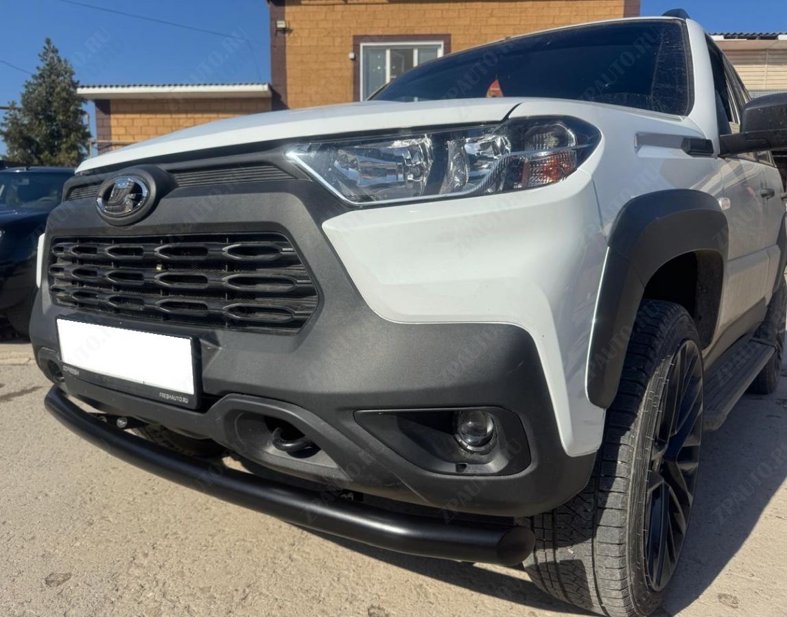 Защита переднего бампера с покрытием "Раптор" для автомобиля Niva Niva Travel 2021 арт. NVT.21.02-R