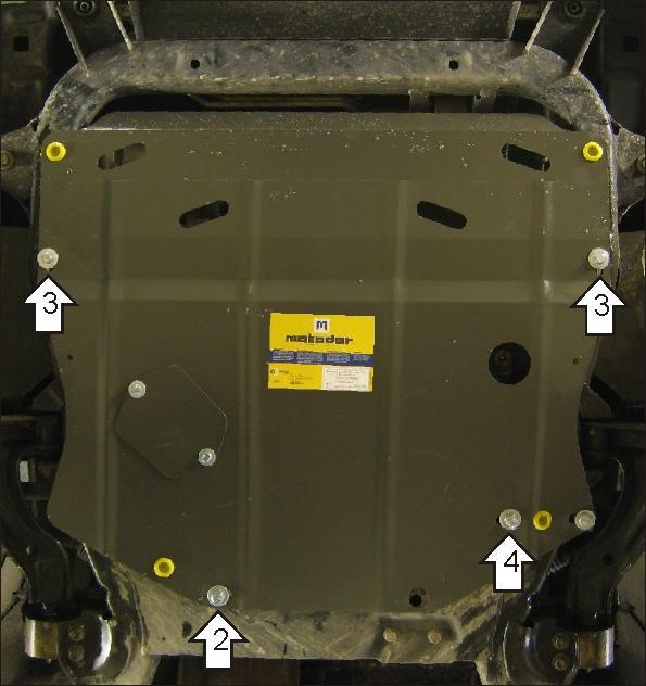 Защита стальная Мотодор (Двигатель, Коробка переключения передач), 2 мм, Сталь для Saturn VUE 2001-2006 арт. 04401