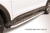 Защита порогов d57 с листом усиленная Hyundai Santa-Fe (2012-2018) Black Edition, Slitkoff, арт. HSFT12-005BE