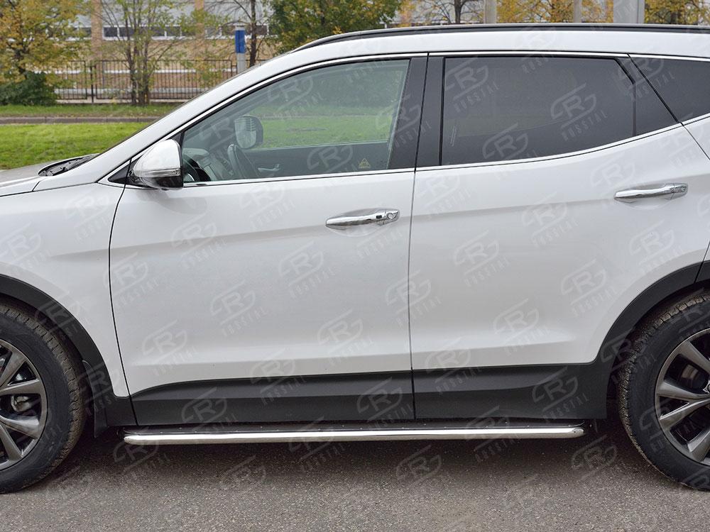 Пороги труба d42 с листом вариант 3 для Hyundai Santa Fe 2015, Slitkoff HSFPL-0024483