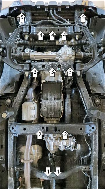 Защита стальная Мотодор (Радиатор, Двигатель, Коробка переключения передач, Раздаточная коробка), 2 мм,  для BAIC BJ40  2019- арт. 78503