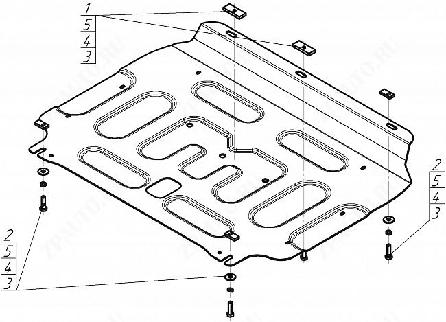 Защита стальная Мотодор (Двигатель, Коробка переключения передач), 2 мм, сталь для Honda Fit  2014-2020 арт. 70801