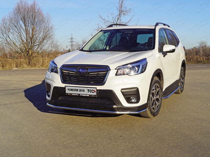 Защита передняя нижняя 42,4 мм для автомобиля Subaru Forester (S5) 2018-, TCC Тюнинг SUBFOR18-17
