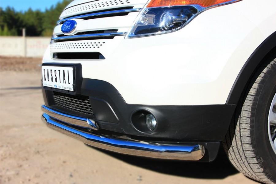 Защита переднего бампера d76/75х42 овал для Ford Explorer 2012, Slitkoff FEZ-001310