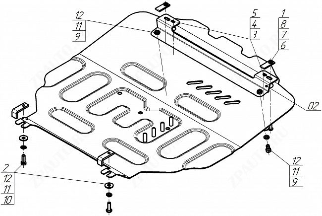 Защита стальная Мотодор (Двигатель, Коробка переключения передач), 2 мм,  для Suzuki Baleno  2022- арт. 72402