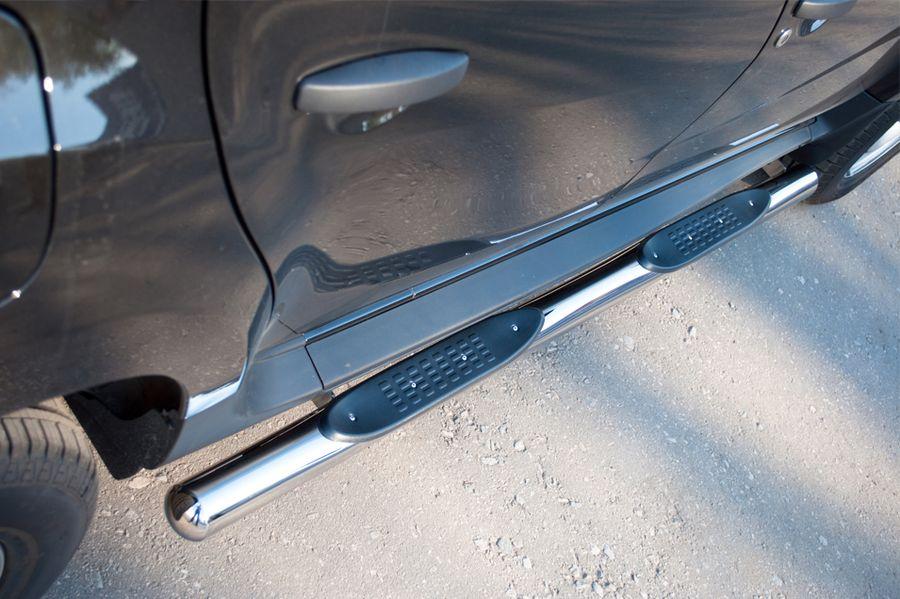 Пороги труба d76 с накладками вариант 3 для Renault Duster 4x2, Slitkoff RD2T-0004393