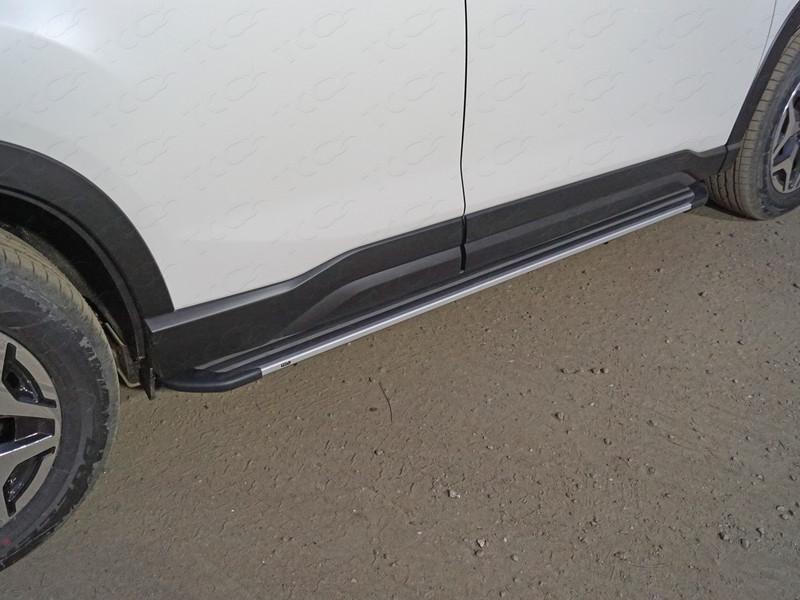 Пороги алюминиевые "Slim Line Silver" 1720 мм для автомобиля Subaru Forester (S5) 2018-, TCC Тюнинг SUBFOR18-33S