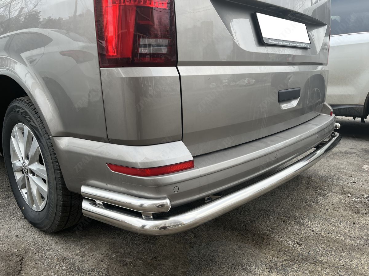 Защита заднего бампера угловая большая двойная для автомобиля T6.1 2020 арт. VWT.1.20.21-1