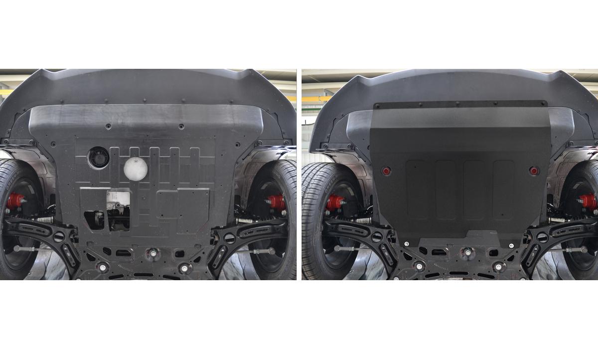 Защита картера и КПП АвтоБроня для Geely Coolray SX11 (V - 1.5) 2020-н.в., штампованная, сталь 1.8 мм, с крепежом, 111.01922.1