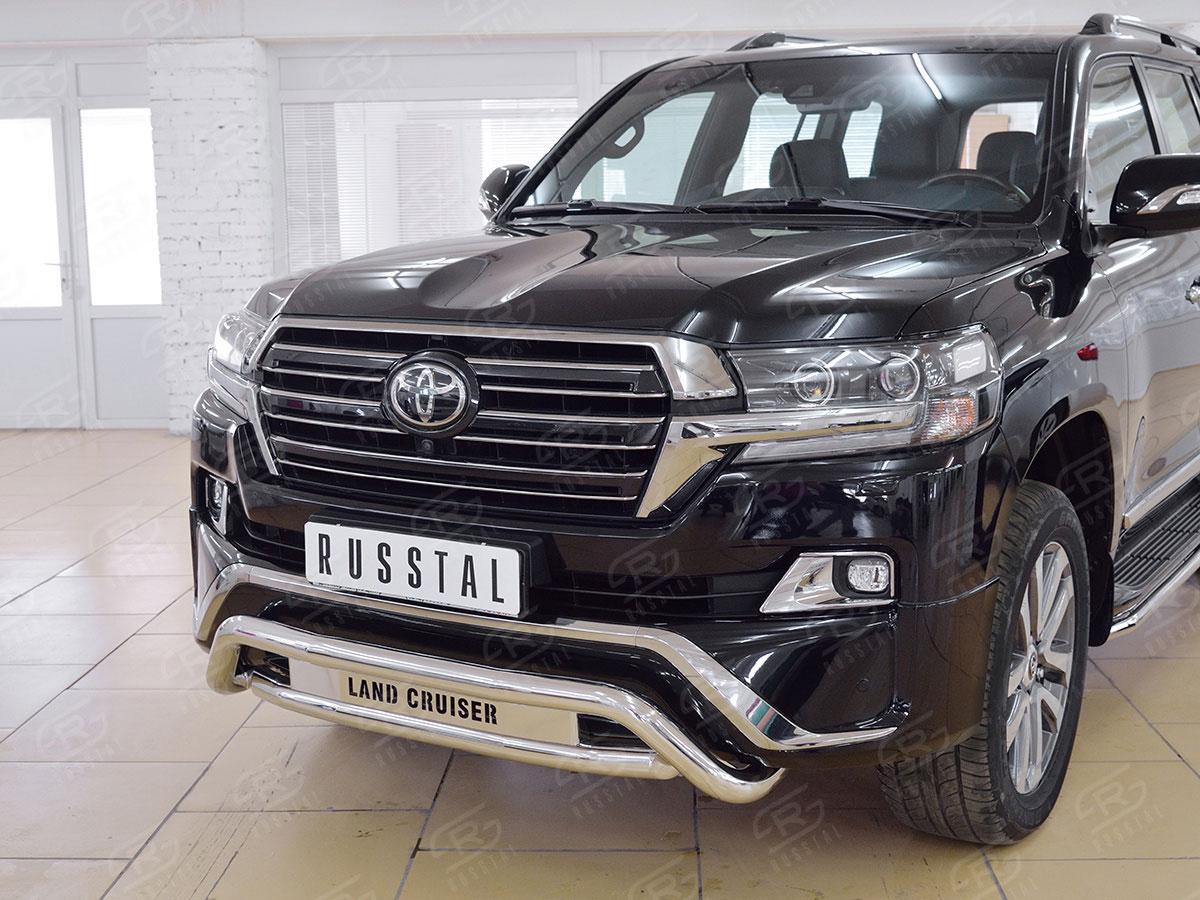 Защита переднего бампера d57 волна d57 с надписью Toyota LC 200 Executive 2016, Slitkoff TLCZ-002551