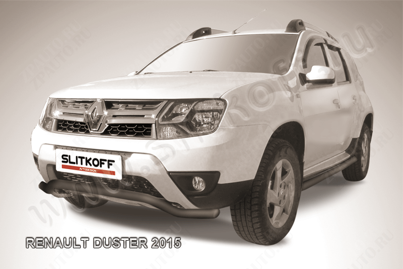Защита переднего бампера d57 бампера волна черная Renault Duster (2015-2021) , Slitkoff, арт. RD15001B