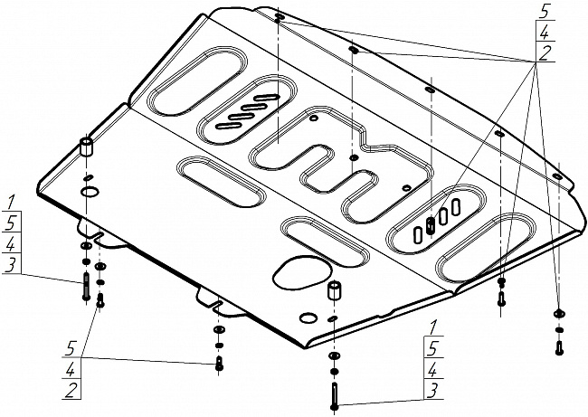 Защита стальная Мотодор (Двигатель, Коробка переключения передач), 2 мм,  Lada Vesta Cross  2017-2022 арт. 72106
