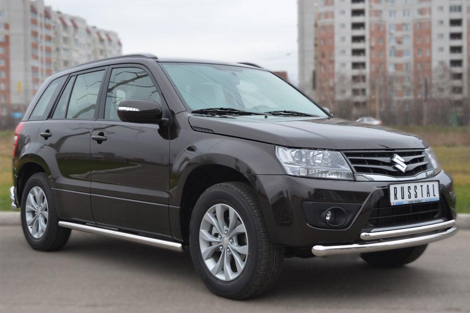 Пороги труба d63 вариант 3 для Suzuki Grand Vitara 5d 2012, Руссталь SVT-0010943