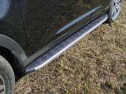 Пороги алюминиевые с пластиковой накладкой (карбон серые)    1720 мм для автомобиля Kia Sportage 2014-2016, TCC Тюнинг KIASPORT14-10GR