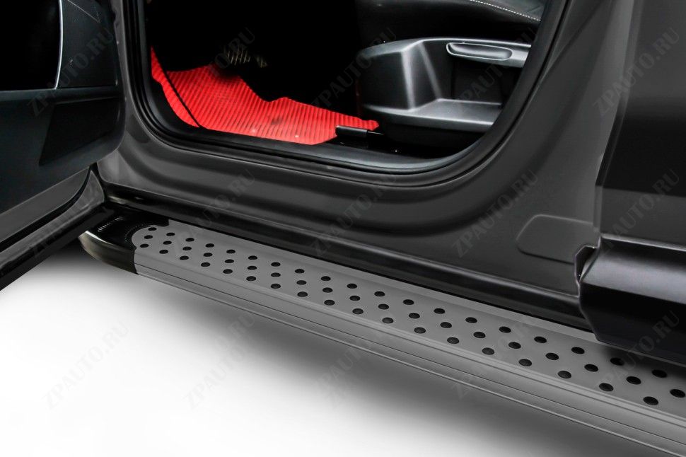 Пороги алюминиевые "Standart Grafit" 1700 графитовые Kia SPORTAGE (2010-2016) , Slitkoff, арт. AL-KSP01015