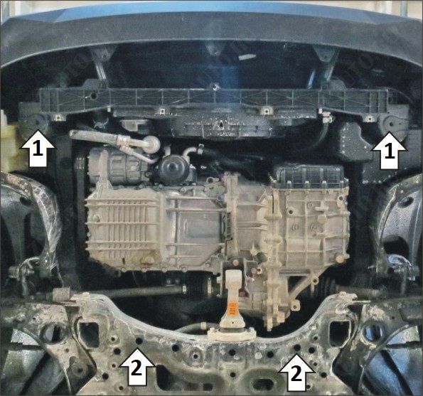 Защита стальная Мотодор (Двигатель, Коробка переключения передач), 2 мм, сталь для Hyundai Elantra 2021- арт. 70915