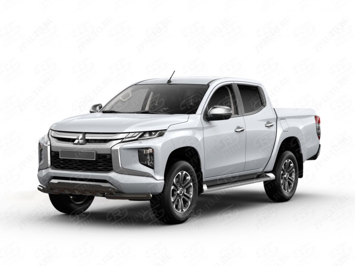 MITSUBISHI L200 2019- Защита переднего бампера d57 дуга-d57 уголки+клыки black ML2Z-003266CH