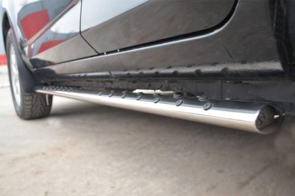 Пороги труба d75x42 овал с проступью для Toyota RAV 4 (обычная база) 2010, Slitkoff TRO-100156