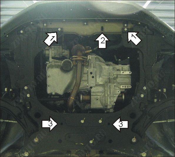 Защита двигателя, кпп стальная Motodor для Suzuki Splash 2008- (2 мм, сталь), 02415